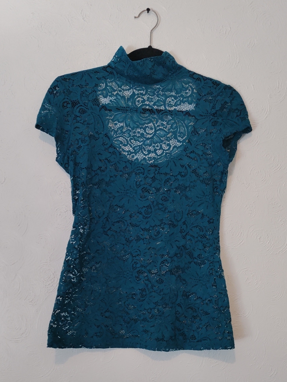 Express Teal Lace Mock-Neck Camisole